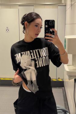 Trendy American-Style Portrait Printed Short-Sleeve T-Shirt for Women - Summer Loose Fit Pure Cotton Slimming Tee Top