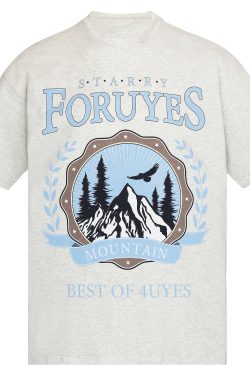 Trendy American Vintage Mountain Wheat Spike Loose T-Shirt for Men and Women - Spring Summer Short Sleeve Round Neck Fashion Top