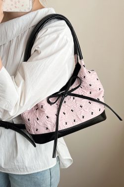 Trendy Bowknot Tote Bucket Bag for Women - High-End Versatile Shoulder Bag Style 2025