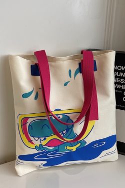 Trendy Cartoon Canvas Tote Bag for Girls - Large Capacity Shoulder Bag for School, Commuting, and Everyday Use