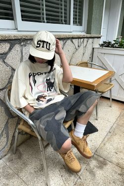 Trendy Cartoon Cat Headphones Short Sleeve T-Shirt for Men & Women, Summer Loose Fit High Street American Style, 90s Vibe