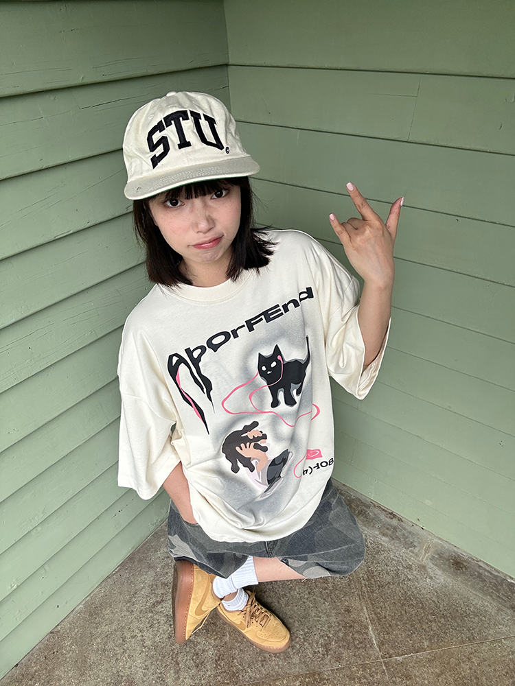 Trendy Cartoon Cat Headphones Short Sleeve T-Shirt for Men & Women, Summer Loose Fit High Street American Style, 90s Vibe Trendy Cartoon Cat Headphones Short Sleeve T-Shirt for Men & Women, Summer Loose Fit High Street American Style, 90s Vibe