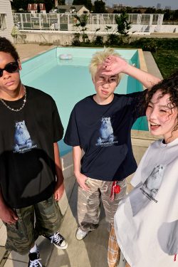 Trendy Cat Print Short Sleeve T-Shirt for Couples, American Vintage Loose Fit, Unisex Summer Style 2025, Y2K Aesthetic