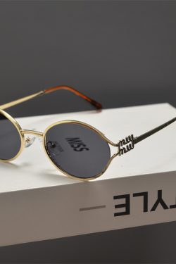 Trendy Cyberpunk Metal Oval Sunglasses for Women - Flattering High-End Style for Round Faces, Hip-Hop Party Accessory