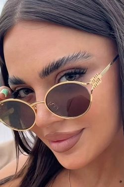 Trendy Cyberpunk Metal Oval Sunglasses for Women - Flattering High-End Style for Round Faces, Hip-Hop Party Accessory