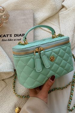 Trendy Diamond-Patterned Handbag for Women - Spring/Summer 2025 Shoulder & Crossbody Chain Bag - Chic Small Fashion Accessory
