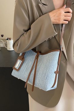 Trendy High-End Denim Bucket Bag for Women - 2025 Summer Fashion Shoulder Bag, Stylish Niche Accessory