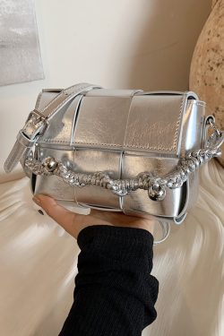 Trendy High-End Glossy Texture Woven Shoulder Bag for Women - Small Square Crossbody Bag for Summer 2025 Fashion