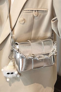 Trendy High-End Glossy Texture Woven Shoulder Bag for Women - Small Square Crossbody Bag for Summer 2025 Fashion