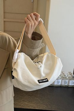 Trendy Japanese-Style Minimalist Oxford Cloth Crossbody Bag for Women, Versatile Wide Shoulder Strap Wrinkled Dumpling Design