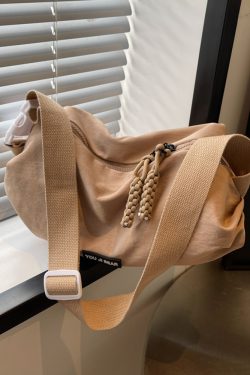 Trendy Japanese-Style Minimalist Oxford Cloth Crossbody Bag for Women, Versatile Wide Shoulder Strap Wrinkled Dumpling Design