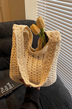 Trendy Knitted Women's Shoulder Bag - 2025 Lazy Style Large Capacity Tote for Class and Commuting