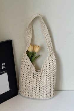 Trendy Knitted Women's Shoulder Bag - 2025 Lazy Style Large Capacity Tote for Class and Commuting