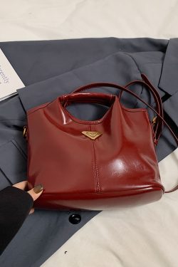 Trendy Korean Oil Wax Leather Small Square Shoulder Bag for Women - Versatile 2025 High-End Fashion Accessory