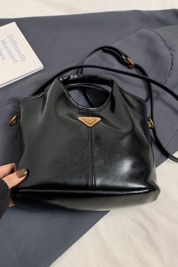 Trendy Korean Oil Wax Leather Small Square Shoulder Bag for Women - Versatile 2025 High-End Fashion Accessory