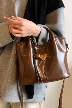 Trendy Korean Oil Wax Leather Small Square Shoulder Bag for Women - Versatile 2025 High-End Fashion Accessory