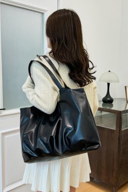 Trendy Korean-Style Silver Tote Bag for Women - Large Capacity Shoulder Bag for Class and Commuting, Perfect for 2025