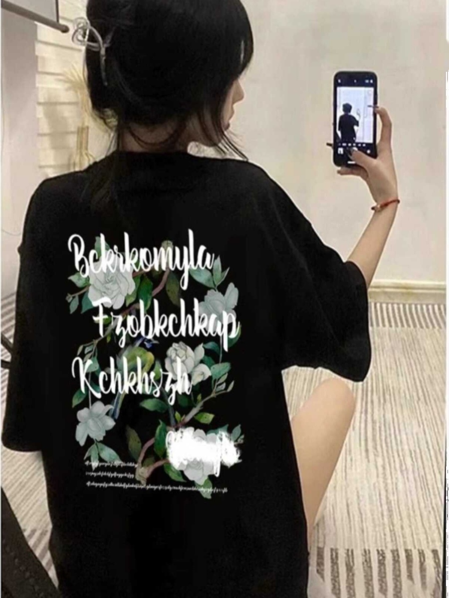 Trendy Loose Fit Short Sleeve T-Shirt for Women - Plus Size Hip-Hop Style, Casual Cotton Top for Chubby Girls Trendy Loose Fit Short Sleeve T-Shirt for Women - Plus Size Hip-Hop Style, Casual Cotton Top for Chubby Girls