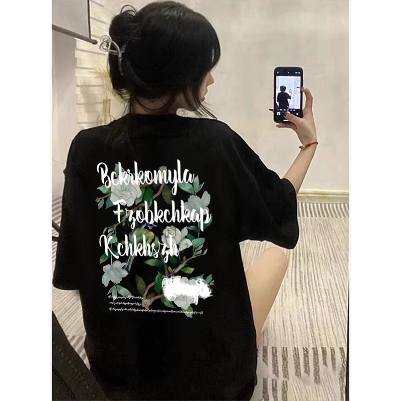 Trendy Loose Fit Short Sleeve T-Shirt for Women - Plus Size Hip-Hop Style, Casual Cotton Top for Chubby Girls Trendy Loose Fit Short Sleeve T-Shirt for Women - Plus Size Hip-Hop Style, Casual Cotton Top for Chubby Girls