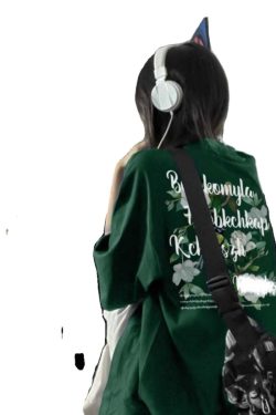 Trendy Loose Fit Short Sleeve T-Shirt for Women - Plus Size Hip-Hop Style, Casual Cotton Top for Chubby Girls