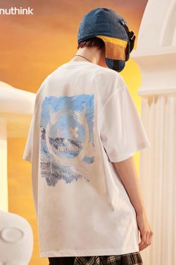 Trendy Loose Oversized Smiley Face Short Sleeve T-shirt for Men - Plus Size Summer Fashion, Niche National Trend