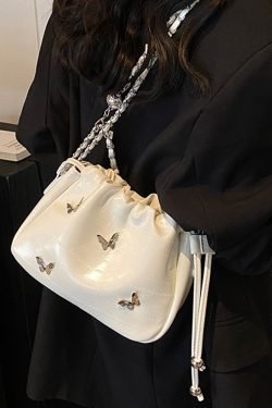 Trendy Minimalist Drawstring Bucket Bag for Women - Stylish Butterfly Shoulder Bag & Crossbody for Summer 2025