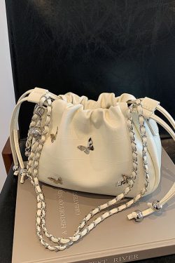 Trendy Minimalist Drawstring Bucket Bag for Women - Stylish Butterfly Shoulder Bag & Crossbody for Summer 2025