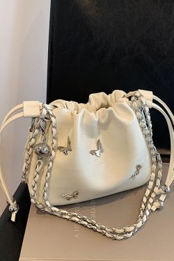 Trendy Minimalist Drawstring Bucket Bag for Women - Stylish Butterfly Shoulder Bag & Crossbody for Summer 2025