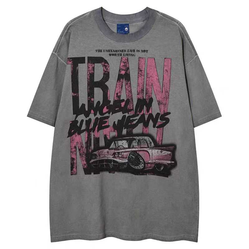 Trendy Oversized Vintage Graffiti Letter Short-Sleeve T-Shirt for Men and Women - Hip-Hop Streetwear Style Trendy Oversized Vintage Graffiti Letter Short-Sleeve T-Shirt for Men and Women - Hip-Hop Streetwear Style