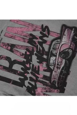 Trendy Oversized Vintage Graffiti Letter Short-Sleeve T-Shirt for Men and Women - Hip-Hop Streetwear Style