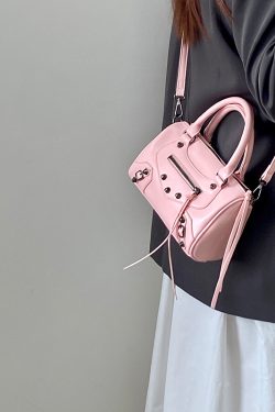 Trendy Pink Motorcycle Crossbody Bag for Women – Stylish Shoulder Handbag, 2025 Niche Design, Cool Fashion Accessory
