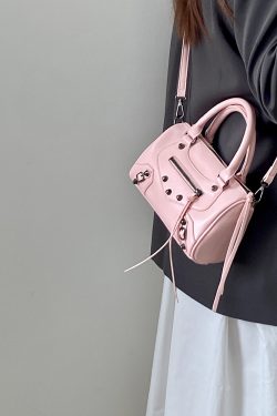 Trendy Pink Motorcycle Crossbody Bag for Women – Stylish Shoulder Handbag, 2025 Niche Design, Cool Fashion Accessory
