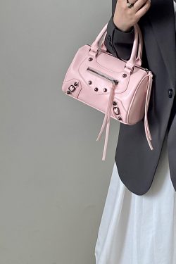 Trendy Pink Motorcycle Crossbody Bag for Women – Stylish Shoulder Handbag, 2025 Niche Design, Cool Fashion Accessory