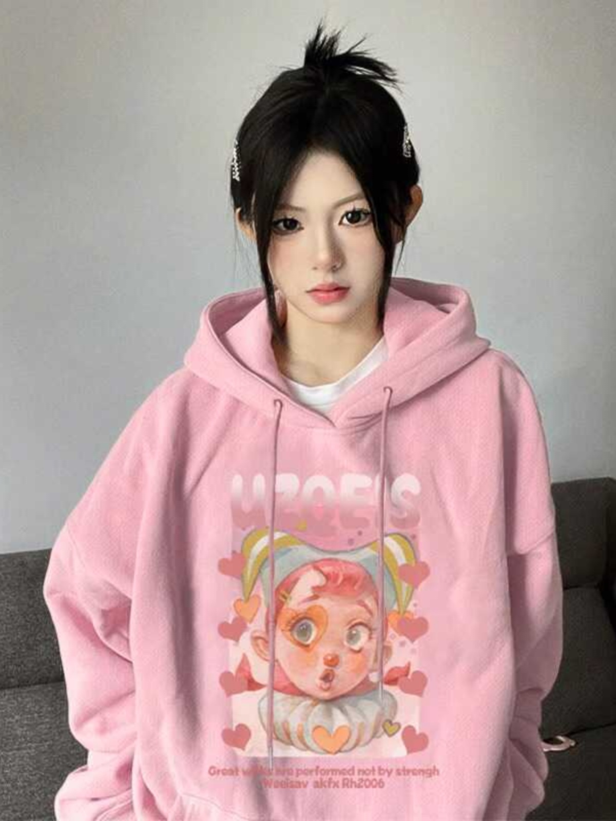 Trendy Plus-Size Hooded Sweatshirt for Women, Autumn Winter 2025 American Style Loose Jacket, Casual Lazy Hong Kong Fashion Trendy Plus-Size Hooded Sweatshirt for Women, Autumn Winter 2025 American Style Loose Jacket, Casual Lazy Hong Kong Fashion