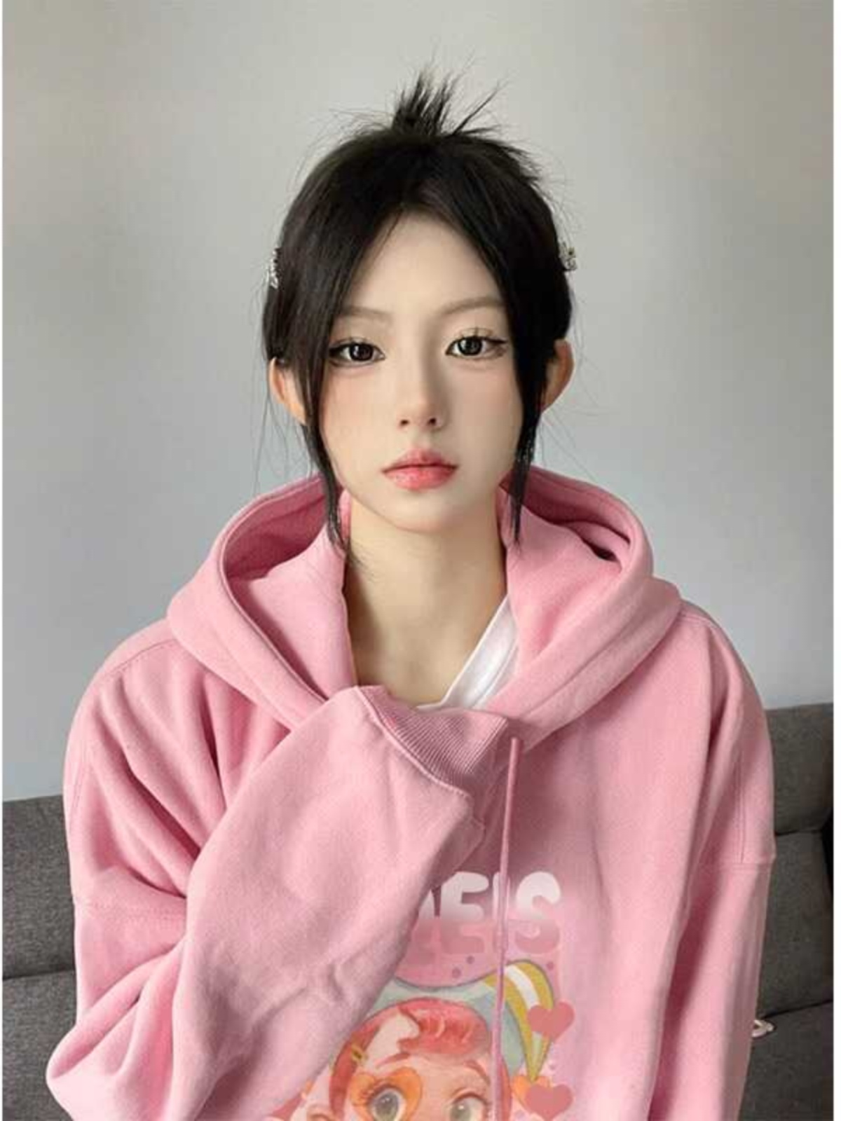 Trendy Plus-Size Hooded Sweatshirt for Women, Autumn Winter 2025 American Style Loose Jacket, Casual Lazy Hong Kong Fashion Trendy Plus-Size Hooded Sweatshirt for Women, Autumn Winter 2025 American Style Loose Jacket, Casual Lazy Hong Kong Fashion