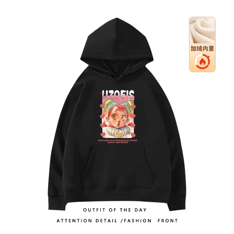 Trendy Plus-Size Hooded Sweatshirt for Women, Autumn Winter 2025 American Style Loose Jacket, Casual Lazy Hong Kong Fashion Trendy Plus-Size Hooded Sweatshirt for Women, Autumn Winter 2025 American Style Loose Jacket, Casual Lazy Hong Kong Fashion