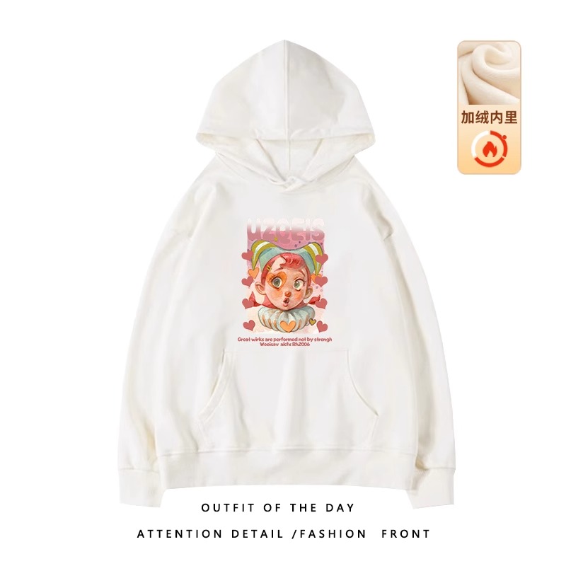 Trendy Plus-Size Hooded Sweatshirt for Women, Autumn Winter 2025 American Style Loose Jacket, Casual Lazy Hong Kong Fashion Trendy Plus-Size Hooded Sweatshirt for Women, Autumn Winter 2025 American Style Loose Jacket, Casual Lazy Hong Kong Fashion