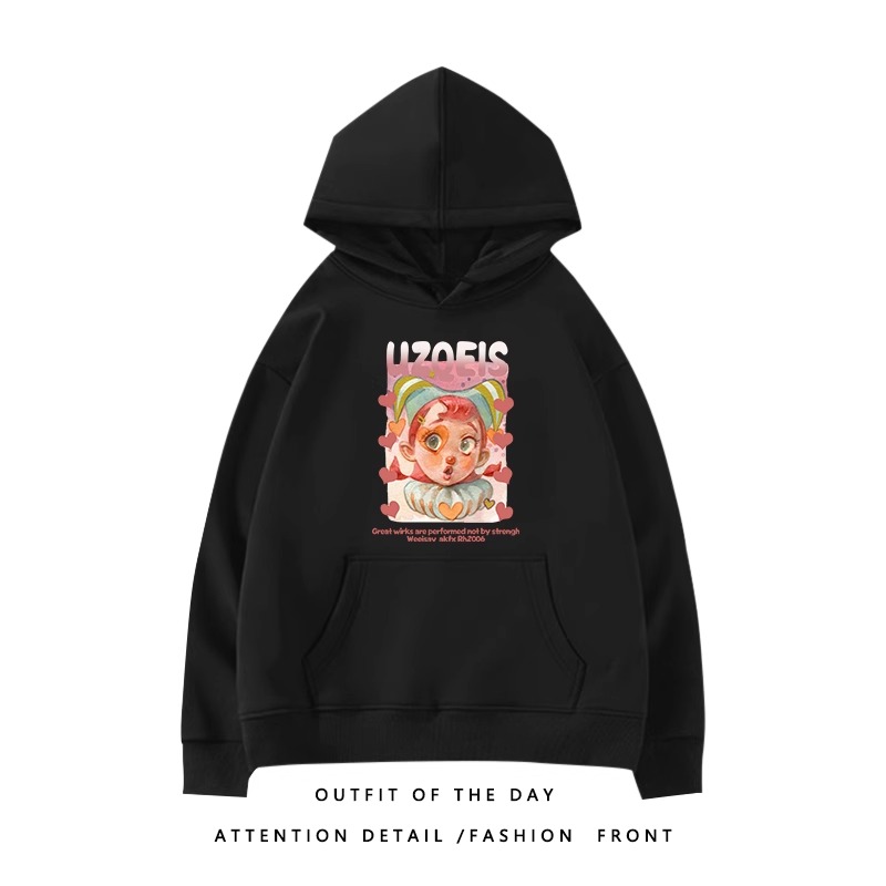 Trendy Plus-Size Hooded Sweatshirt for Women, Autumn Winter 2025 American Style Loose Jacket, Casual Lazy Hong Kong Fashion Trendy Plus-Size Hooded Sweatshirt for Women, Autumn Winter 2025 American Style Loose Jacket, Casual Lazy Hong Kong Fashion