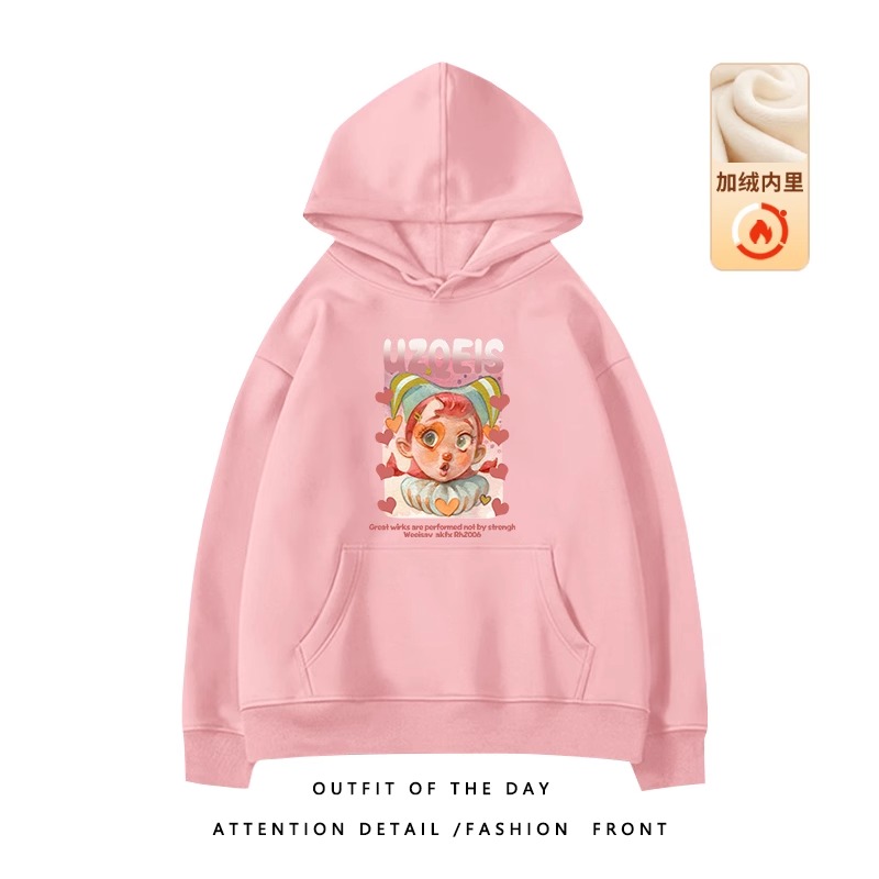 Trendy Plus-Size Hooded Sweatshirt for Women, Autumn Winter 2025 American Style Loose Jacket, Casual Lazy Hong Kong Fashion Trendy Plus-Size Hooded Sweatshirt for Women, Autumn Winter 2025 American Style Loose Jacket, Casual Lazy Hong Kong Fashion