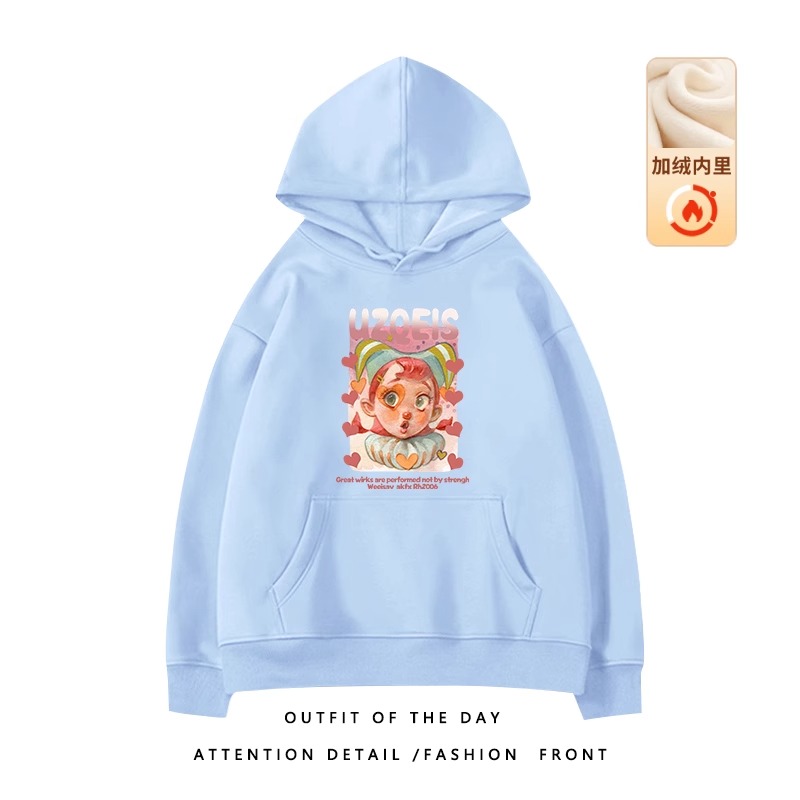 Trendy Plus-Size Hooded Sweatshirt for Women, Autumn Winter 2025 American Style Loose Jacket, Casual Lazy Hong Kong Fashion Trendy Plus-Size Hooded Sweatshirt for Women, Autumn Winter 2025 American Style Loose Jacket, Casual Lazy Hong Kong Fashion