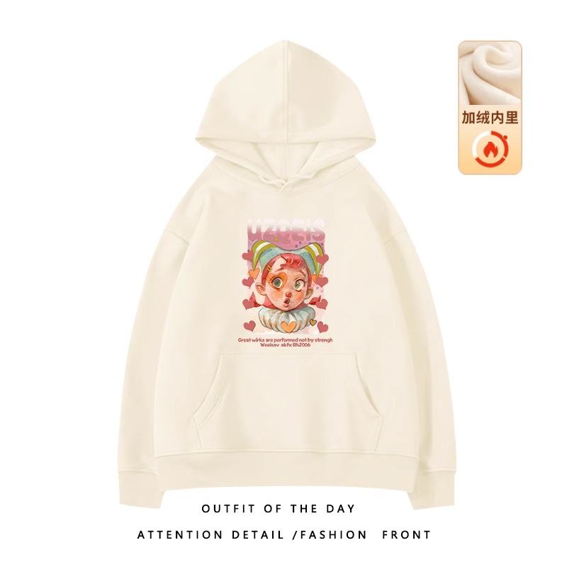 Trendy Plus-Size Hooded Sweatshirt for Women, Autumn Winter 2025 American Style Loose Jacket, Casual Lazy Hong Kong Fashion Trendy Plus-Size Hooded Sweatshirt for Women, Autumn Winter 2025 American Style Loose Jacket, Casual Lazy Hong Kong Fashion