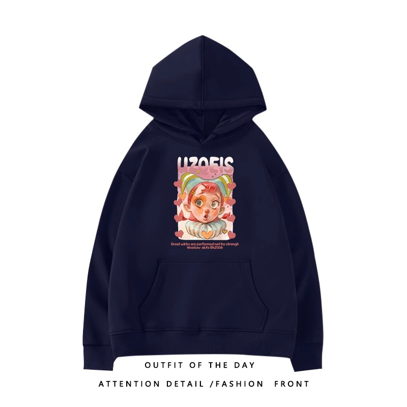 Trendy Plus-Size Hooded Sweatshirt for Women, Autumn Winter 2025 American Style Loose Jacket, Casual Lazy Hong Kong Fashion Trendy Plus-Size Hooded Sweatshirt for Women, Autumn Winter 2025 American Style Loose Jacket, Casual Lazy Hong Kong Fashion