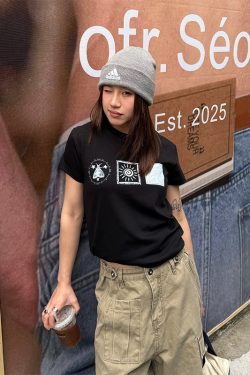 Trendy Printed Round Neck Short Sleeve T-Shirt for Women, Slightly Loose Summer Top, Slimming Fit, Casual Fashion Essential