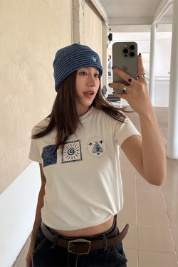 Trendy Printed Round Neck Short Sleeve T-Shirt for Women, Slightly Loose Summer Top, Slimming Fit, Casual Fashion Essential