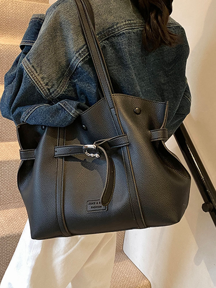 Trendy Retro Drawstring Tote Bag for Women - Large Capacity Casual Shoulder Bag for Spring Summer 2025 Trendy Retro Drawstring Tote Bag for Women - Large Capacity Casual Shoulder Bag for Spring Summer 2025