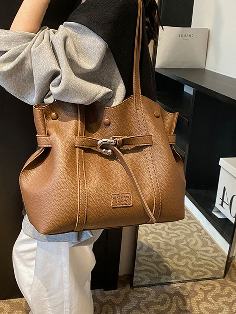 Trendy Retro Drawstring Tote Bag for Women - Large Capacity Casual Shoulder Bag for Spring Summer 2025 Trendy Retro Drawstring Tote Bag for Women - Large Capacity Casual Shoulder Bag for Spring Summer 2025