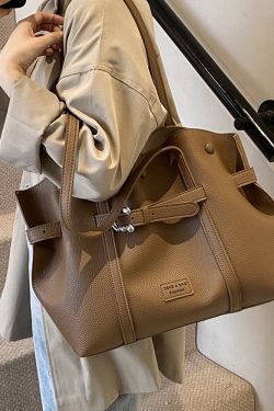 Trendy Retro Drawstring Tote Bag for Women - Large Capacity Casual Shoulder Bag for Spring Summer 2025