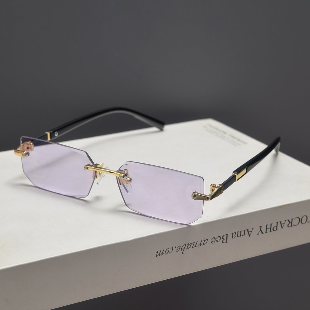 Trendy Retro Frameless Cut-Edge Sunglasses for Men and Women - Slimming Candy-Colored Design for Small Faces Trendy Retro Frameless Cut-Edge Sunglasses for Men and Women - Slimming Candy-Colored Design for Small Faces