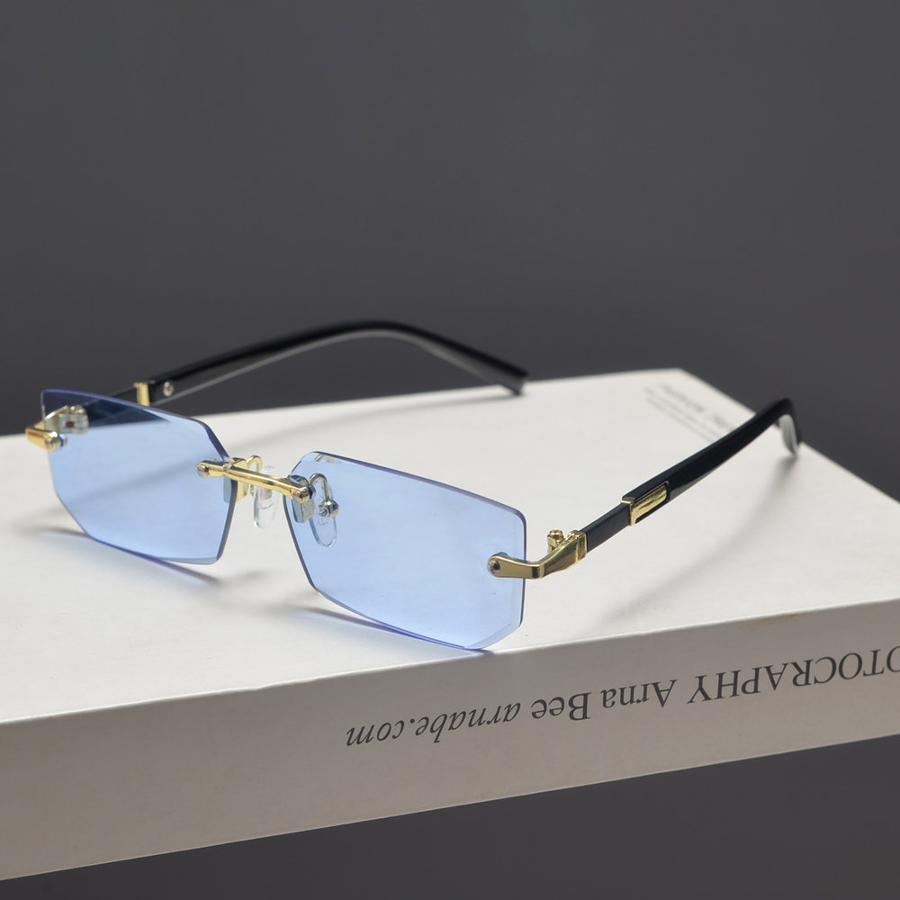 Trendy Retro Frameless Cut-Edge Sunglasses for Men and Women - Slimming Candy-Colored Design for Small Faces Trendy Retro Frameless Cut-Edge Sunglasses for Men and Women - Slimming Candy-Colored Design for Small Faces