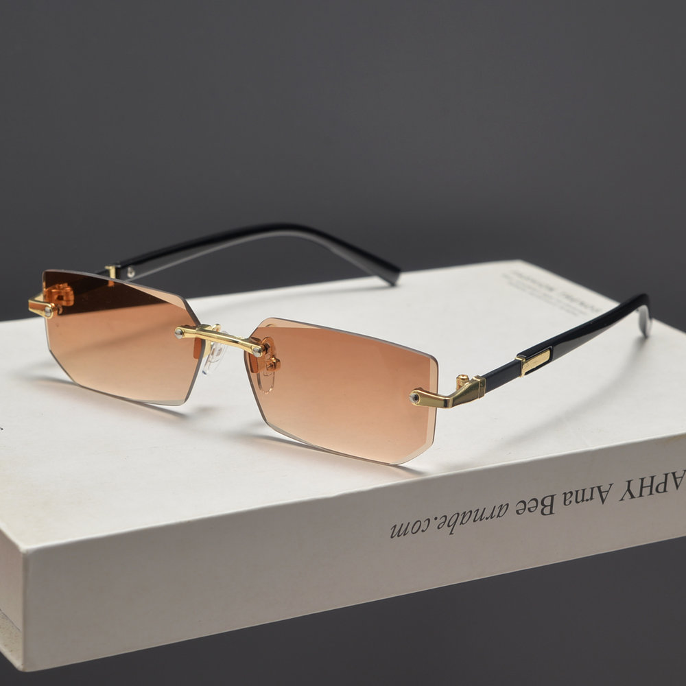 Trendy Retro Frameless Cut-Edge Sunglasses for Men and Women - Slimming Candy-Colored Design for Small Faces Trendy Retro Frameless Cut-Edge Sunglasses for Men and Women - Slimming Candy-Colored Design for Small Faces